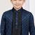 Blue kasak zari jackard & banarasi silk indo western with silk dupion pajama for kids