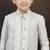 White kasak zari jackard & banarasi silk indo western with silk dupion pajama for kids
