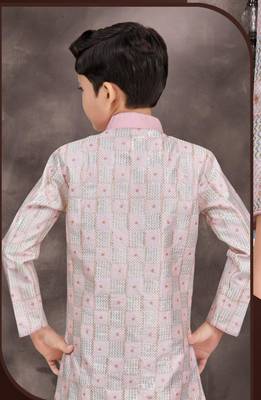 Pink pure silk indo western with silk dupion pajama for kids 2