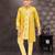 Yellow champion silk & banarasi silk indo western with silk dupion pajama for kids