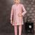 Pink banarasi silk indo western with silk dupion pajama for kids