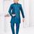 Blue banarasi silk sherwani with silk dupion pajama for kids