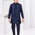 Blue champion silk & banarasi silk indo western with silk dupion pajama for kids