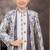 White jackard & banarasi silk indo western with silk dupion pajama for kids
