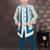 Blue jackard & banarasi silk indo western with silk dupion pajama for kids