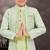 Green jackard & banarasi silk indo western with silk dupion pajama for kids