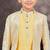 Yellow kasak zari jackard & banarasi silk indo western with silk dupion pajama for kids