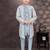 Blue jackard & banarasi silk indo western with silk dupion pajama for kids