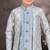 Blue jackard & banarasi silk indo western with silk dupion pajama for kids