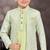 Green kasak zari jackard & banarasi silk indo western with silk dupion pajama for kids