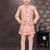 Pink banarasi silk indo western with silk dupion pajama for kids