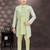 Green jackard & banarasi silk indo western with silk dupion pajama for kids