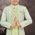 Green jackard & banarasi silk indo western with silk dupion pajama for kids
