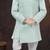 Green kasak zari jackard sherwani with silk dupion pajama for kids