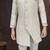 White kasak zari jackard sherwani with silk dupion pajama for kids