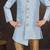 Blue art silk sherwani with silk dupion pajama for kids