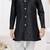 Black banarasi silk sherwani with silk dupion pajama for kids