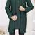 Green banarasi silk indo western with silk dupion pajama for kids