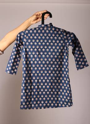 Navratri blue cotton kurta set for boys 4