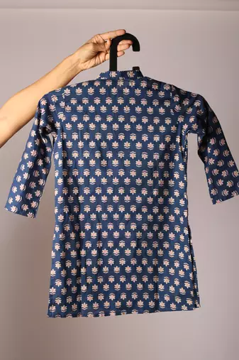 Navratri blue cotton kurta set for boys