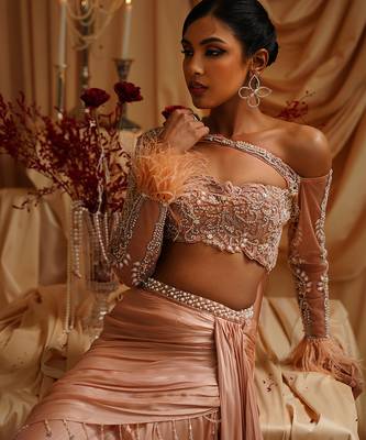 Gold plain satin saree 1
