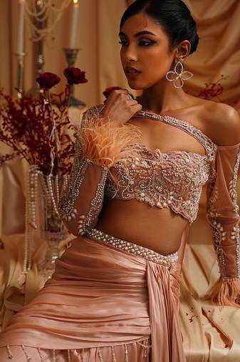 Gold plain satin saree