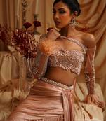 Gold plain satin saree