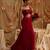 Red plain crepe saree