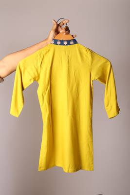 Navratri yellow rayon kurta set for boys 4