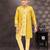 Yellow champion silk & banarasi silk indo western with silk dupion pajama for kids