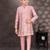 Pink banarasi silk indo western with silk dupion pajama for kids