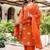Cotton satin a-line kurti-pant-dupatta set