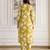 Yellow Cotton Slub Magic Printed Kurta Pant Embroidery Neck Work Kurta Set 