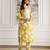 Yellow Cotton Slub Magic Printed Kurta Pant Embroidery Neck Work Kurta Set 