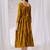 Mustard color poly georgette anarkali digital printed gown