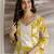 Yellow Cotton Slub Magic Printed Kurta Pant Embroidery Neck Work Kurta Set 