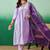 Purple Chanderi Silk Embroidery Work Kurta Pant with Dupatta Set