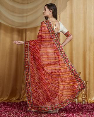 Riva enterprise women's designer embroidery georgette saree with unstitched blouse 2
