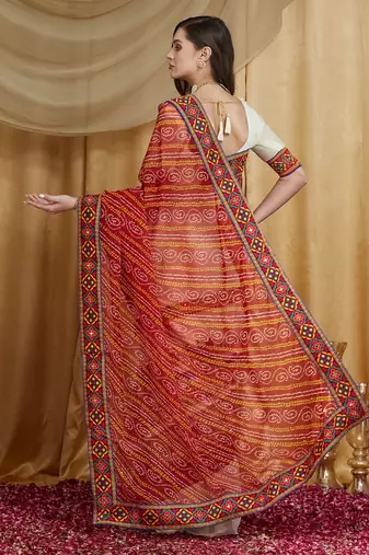Riva enterprise women's designer embroidery georgette saree with unstitched blouse