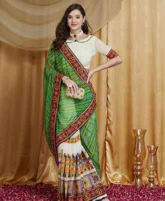 Riva enterprise women's designer embroidery georgette saree with unstitched blouse 1
