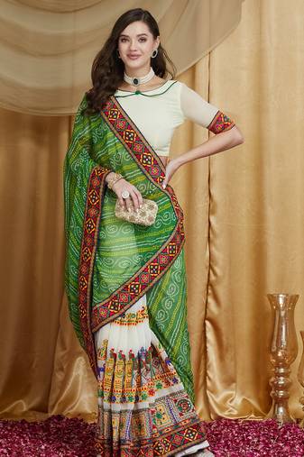 Riva enterprise women's designer embroidery georgette saree with unstitched blouse