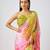 Pink  printed chinon saree