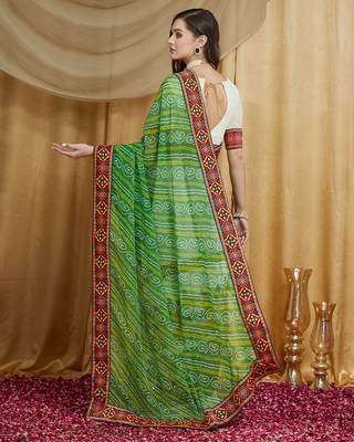 Riva enterprise women's designer embroidery georgette saree with unstitched blouse 2