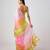Pink  printed chinon saree