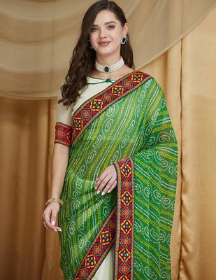 Riva enterprise women's designer embroidery georgette saree with unstitched blouse 3