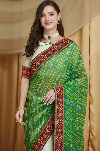 Riva enterprise women's designer embroidery georgette saree with unstitched blouse