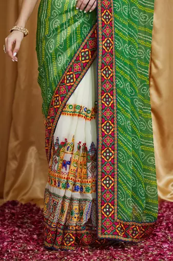Riva enterprise women's designer embroidery georgette saree with unstitched blouse