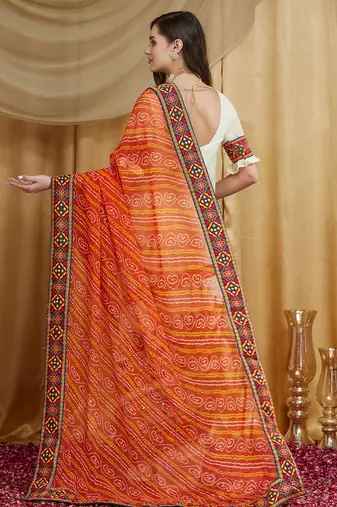 Riva enterprise women's designer embroidery georgette saree with unstitched blouse