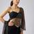 Black plain net saree