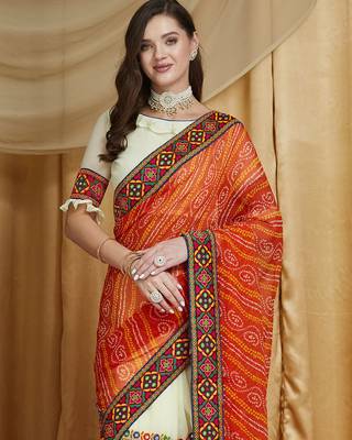 Riva enterprise women's designer embroidery georgette saree with unstitched blouse 3